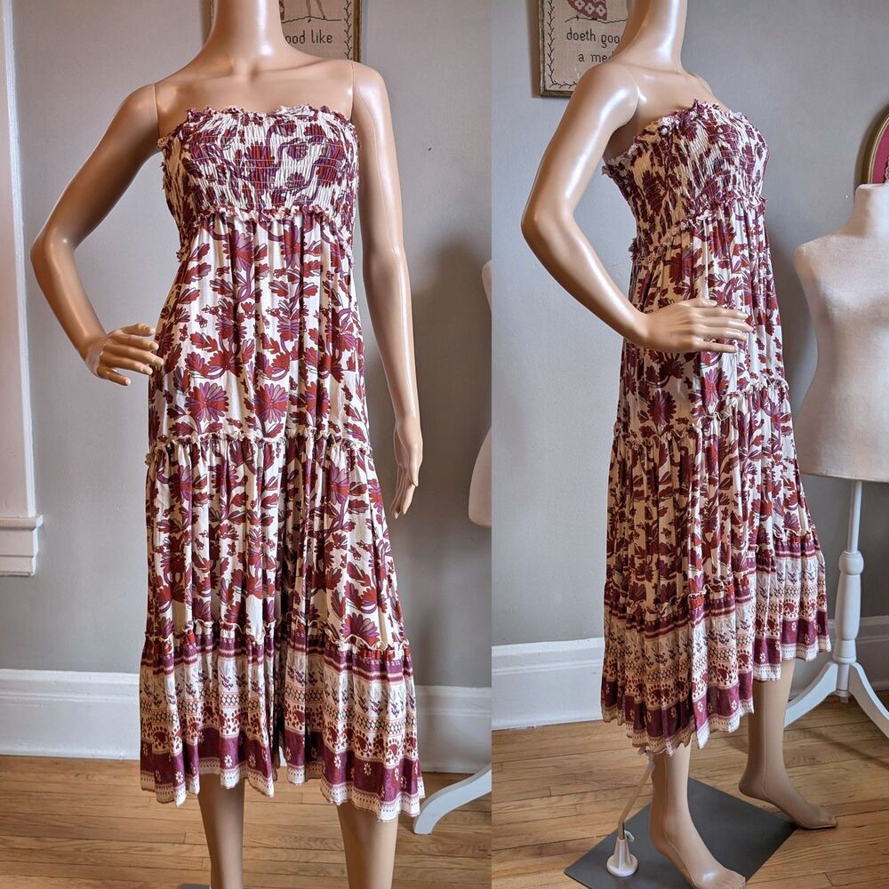 Jen's Pirate Booty for Free People Strapless Midi Dress Prairie Tiered Skirt
